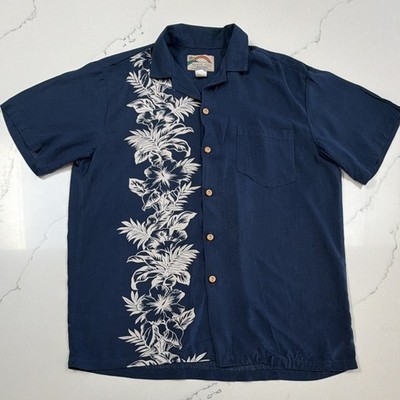 Paradise Found Hawaiian Shirt Men s Medium Blue Rayon Made In Hawaii