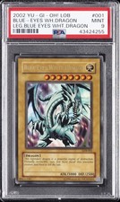 2002 YU-GI-OH LOB-LEGEND OF BLUE EYES WHITE DRAGON BLUE-EYES WHITE DRAGON PSA 9