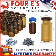 100Pcs 10ml Glass Vials Amber Glass Vials Headspace Vials with Plastic Aluminum