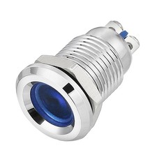 LED Indicator Light 12V Blue 12mm Metal Pilot Dash Signal Lamp Concave Head