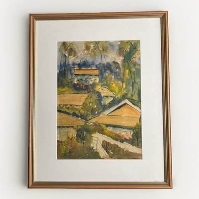 Suburban Landscape- Right of Window 2 -20th Century Painting by Nell Hirschkind