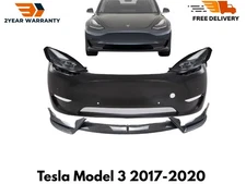 Front Bumper Cover Fascia & Headlight Assembly Kit For 2017-2020 Tesla Model 3