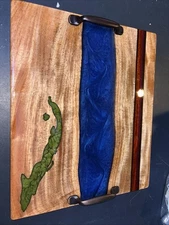 Cedar Epoxy / Resin Charcuterie Board Tray w/ Handles  16” X 13.5” TLM CREATIONS