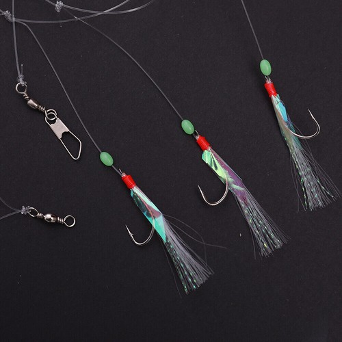 10 pack Sabiki Mackerel Lures Bait Feathers Rigs Pollack Cod Sea