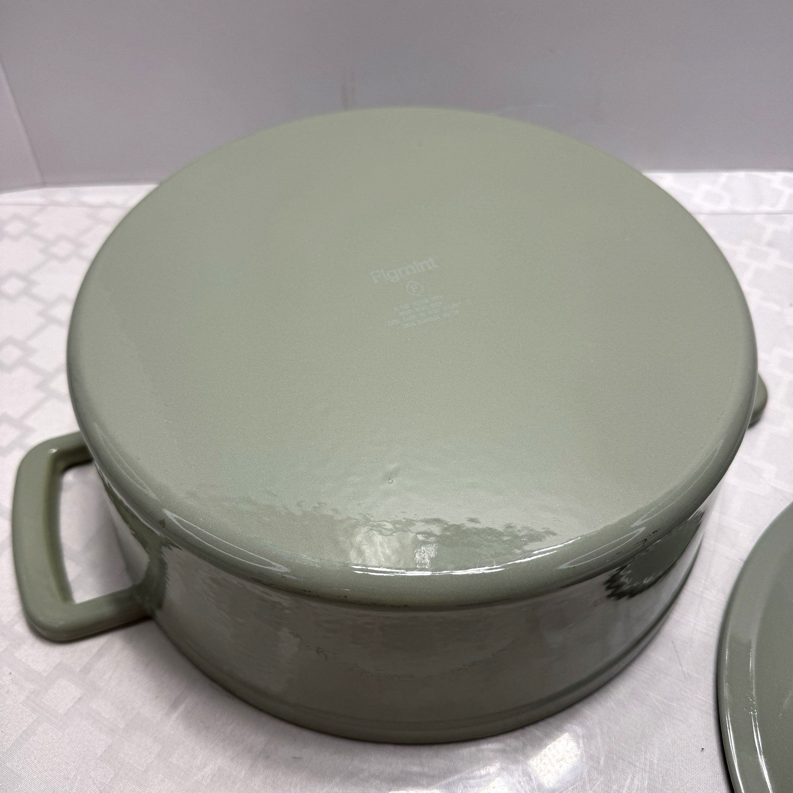 Figmint 5.5 Qt Enamel Cast Iron Dutch Oven Sage Green Stock Pot for All Stoves