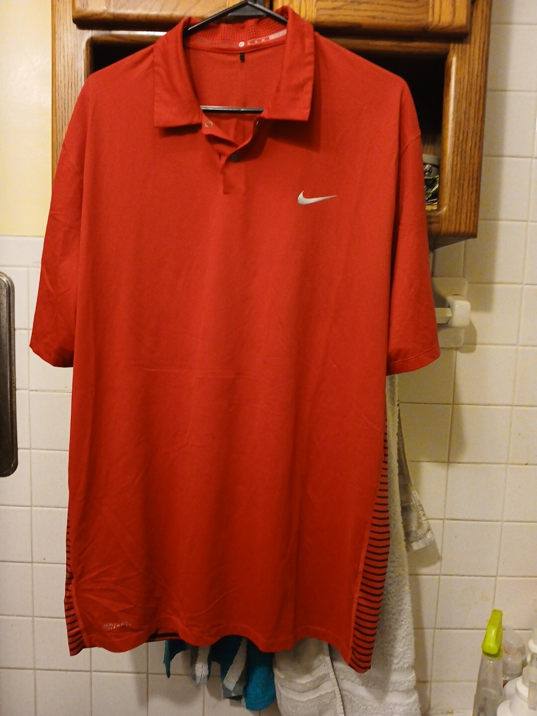 Nike Tiger Woods Collection Golf Dri-Fit White/Red Polo Shirt Men’s Size XL