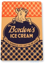 TIN SIGN Borden Ice Cream & Milk, Retro, Kitchen, Farmhouse, Cottage Decor, A019