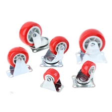 *Various Types and Sizes* Red PU Caster Rubber Wheels for Trolley Dolly Cart
