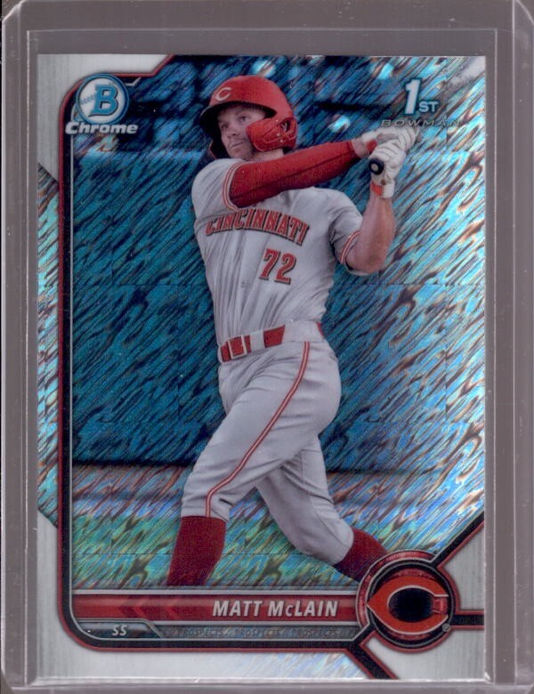 MATT McLAIN 2022 Bowman Chrome 1st #BCP-245 Shimmer Refractor RC Cincinnati Reds