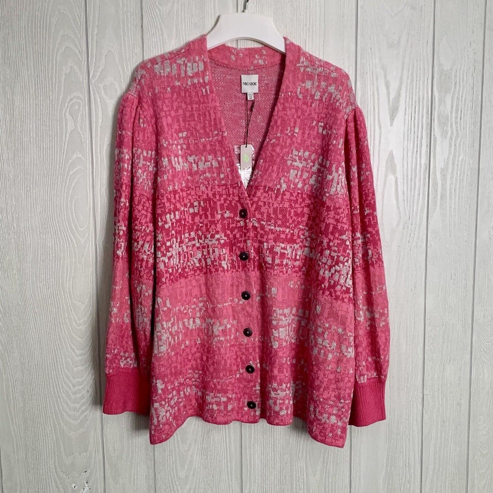 NIC+ZOE Pink Multi Confetti Cardigan Sweater Size 3X NWT eBay