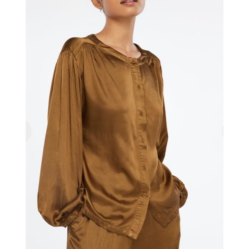 LACAUSA Devi Satin Buttoned Blouse Sz S