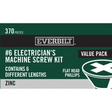 Everbilt Phillips #6-32 Electrician's Machine Screw Kit, 6 Sizes 370 Pcs 800984