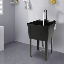 In/Outdoor Utility Sink Commercial Sinks Laundry Tub w/ Faucet  Drain Freestand