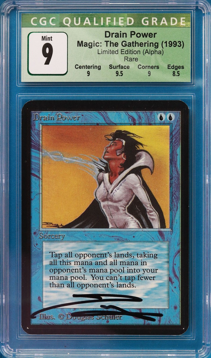 Drain Power Alpha SIGNED Graded CGC 9 MINT MTG MAGIC CARD
