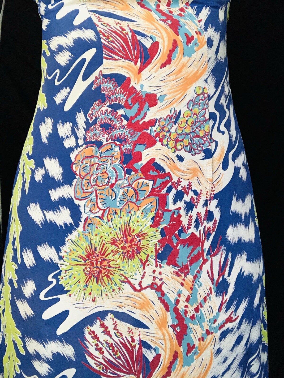 Vintage 1940s 40s Cold Rayon Wild Psychedelic Floral Hawaiian Dress Tiki Oasis image 9