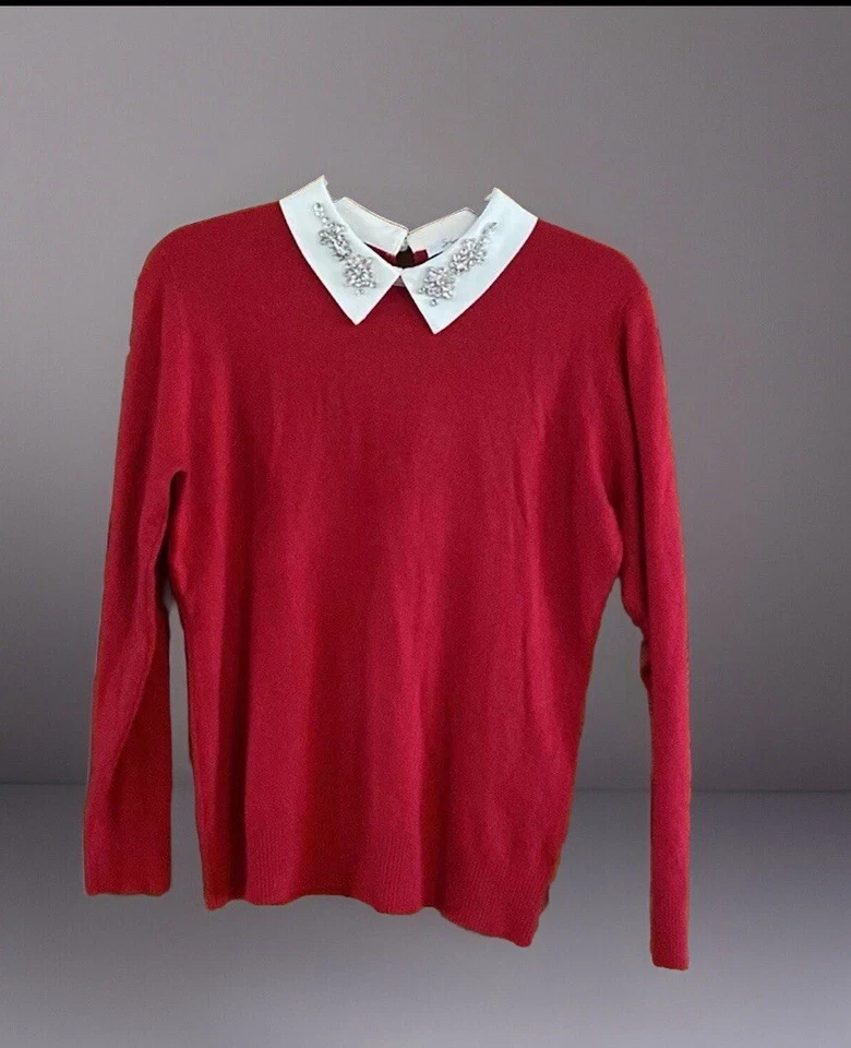 Свитер Топ Giani Milano Berry красный стразы воротник подходит средний нетронутый - Изображение 4 из 4