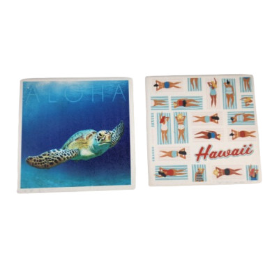 Set of 2 Ceramic Hawaii Coasters Aloha Lantern Press