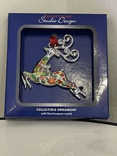 Regent Square 2024 Christmas Reindeer Colorful Ornament w/Fine European Crystal 