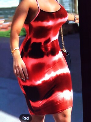 New Never Worn Unbranded Womens Red Tie Dye Bodycon Dress Xxl | eBay