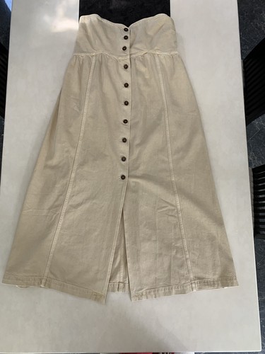 Nanushka Khaki Denim Empire Waist Maxi Dress With Detachable Straps. Large - Picture 2 of 7
