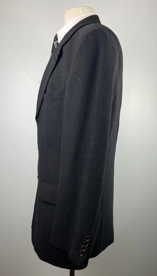 HUGO BOSS Mens 40R Dark Gray USA Soft Wool 2 Piece Suit With Dress Pants 33x30 - Image 4 of 4