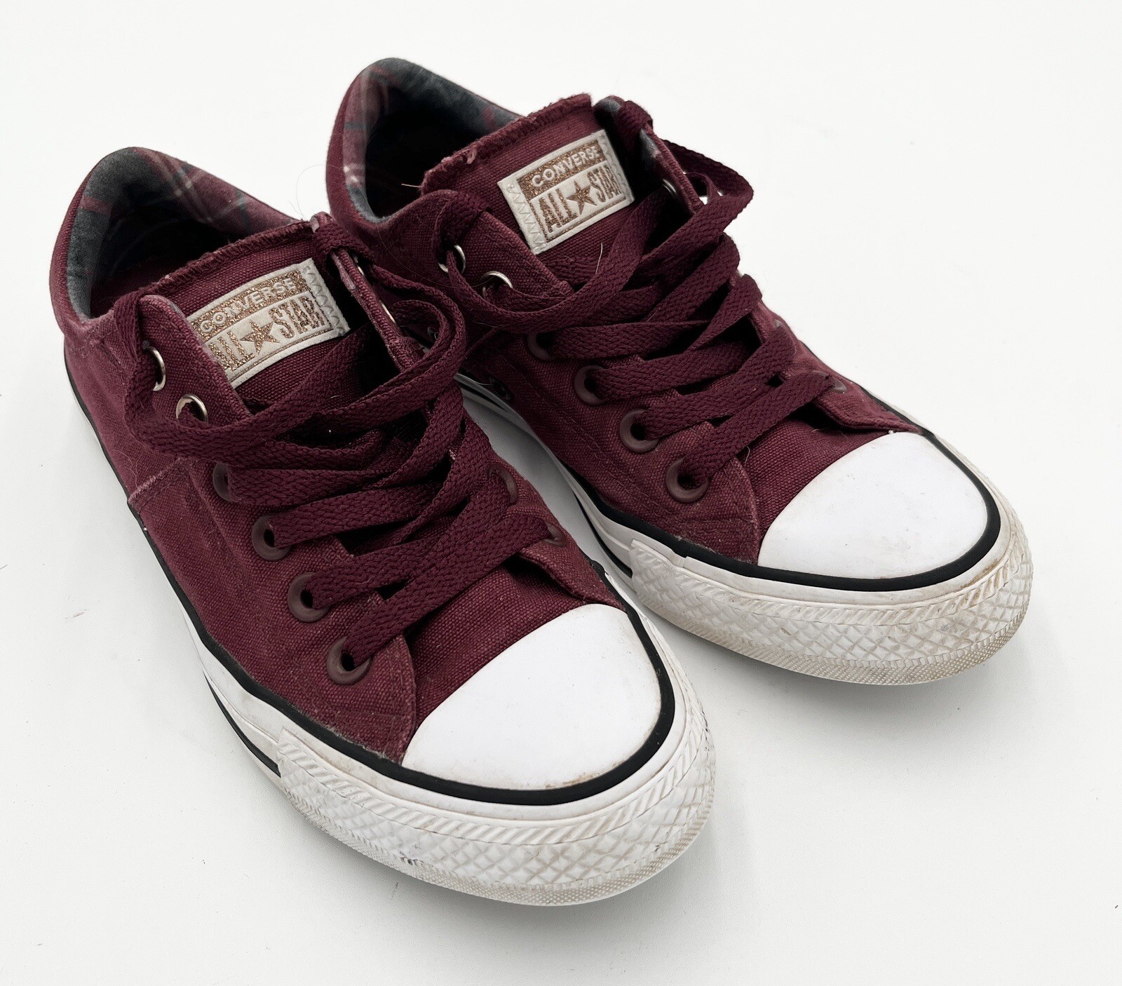 Low Top Converse All Star Sneakers Burgundy Wine Maroon Womens Size