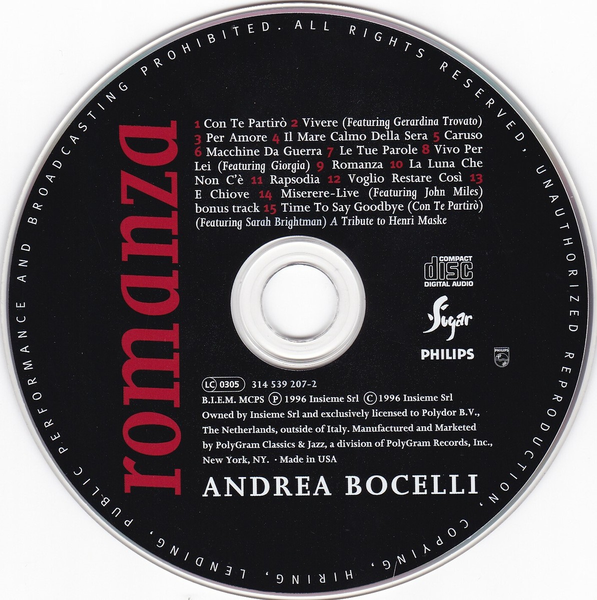 Andrea Bocelli: Romanza (CD, 1996, Insieme) CD ONLY | eBay