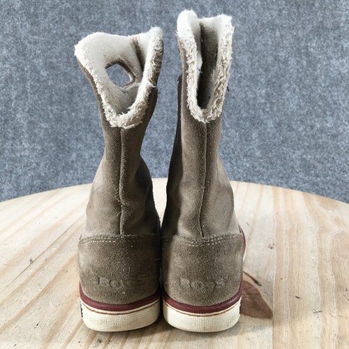 Bogs Boots Youth 7 Boga Winter Mid Calf Pull On 71595-277 Beige Suede Waterproof - Picture 10 of 18