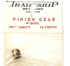 14 Tooth Brass Pinion Gear Slot Car Tradeship Module 0.5 .091 Shaft + Set Screw