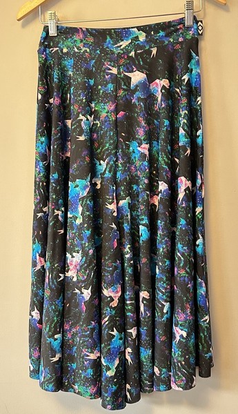 Exotica Athletica Women’s Midi Skater Skirt Size Medium Unicorn Print Casual