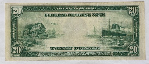 1914 $20 TWENTY DOLLAR FEDERAL RESERVE NOTE BLUE CLEVELAND NICE DETAIL - Picture 6 of 6