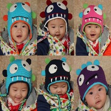 New Wholesale Lot 10 Handmade Knit Crochet Hat Newborn Baby Kids Monster Hat Cap