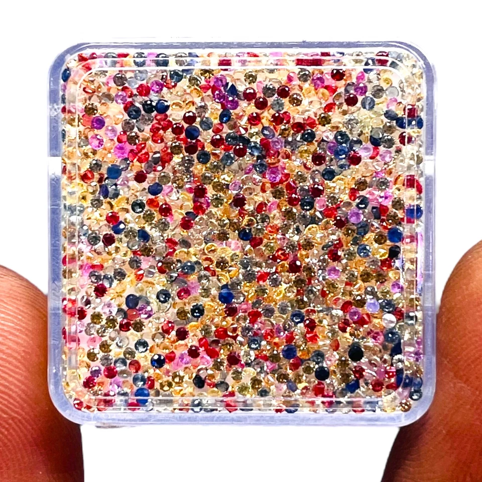 100 Pcs Natural Multi Sapphire 1mm Round Diamond Cut Dazzling Loose Gemstone Lot - Image 4 of 4