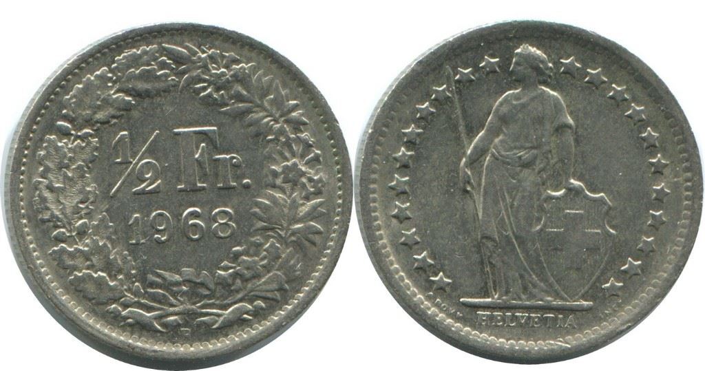 1/2 FRANC 1968 B SWITZERLAND Coin HELVETIA #AD978.2U | eBay