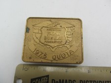 Vintage Jostens Award Gold Tone 1975 Quota American Farm Bureau Fed. Belt Buckle