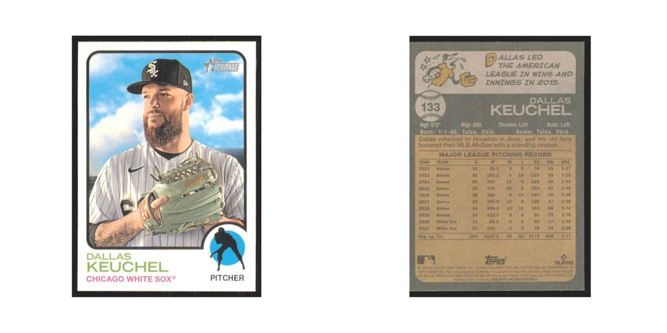 2022 Topps Heritage Dallas Keuchel White Sox #133 - Image 3 of 3