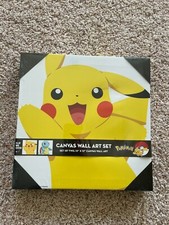 Pokemon Canvas Wall Art Set of 2. Pikachu  Squirtle 12" x 12" Sealed.