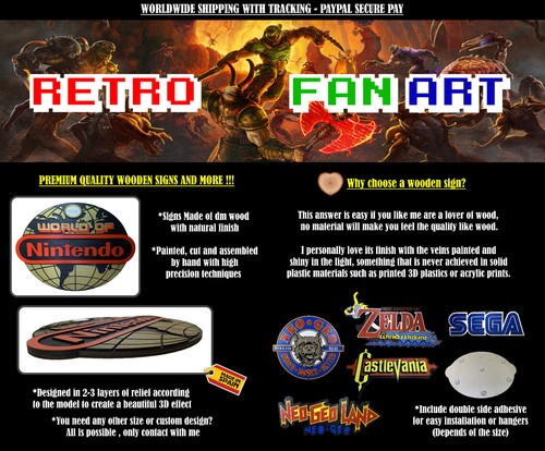 XXL Size - World of Nintendo Logo Poster Holz Display Wand Cloud NES SNES - Picture 2 of 11
