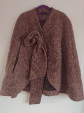 New Jayley Orange Wool Elegant Bow Overthrow/overcoat/waistcoat, Size Universal