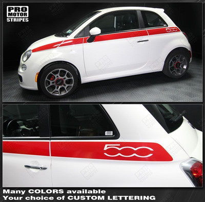 Fiat 500 2007-2015 Upper Body Side Stripes Decals (Choose Color)