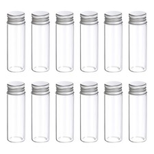 12Pcs 15ml Mini Glass Bottles with Aluminum Screw Caps for DIY Crafts