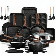 31-Piece Nonstick Cookware Bakeware Set Induction Gas Electric Black
