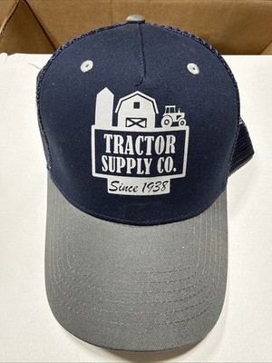 Tractor Supply Co Trucker Hat Adult Snapback Navy Gray Mesh Back Baseball Cap