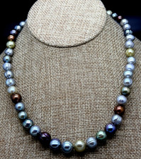 Honora STERLING SILVER MULTI COLOR 9-11MM PEARL 18" NECKLACE NWT
