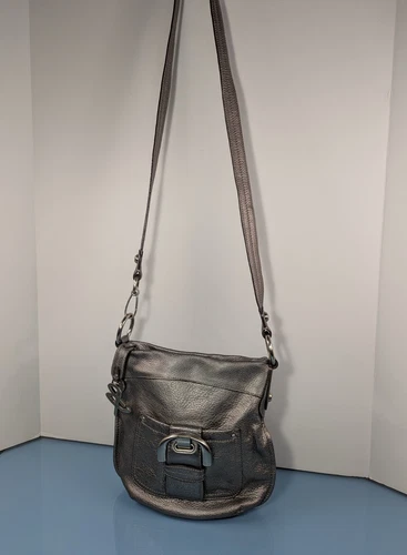 B Makowsky Silver Pebbled Soft Leather Small Convertible Crossbody Shoulder Bag - Picture 3 of 16