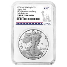 2026-W Proof 1 American Silver Eagle NGC PF70UC ER 250th Liberty Label