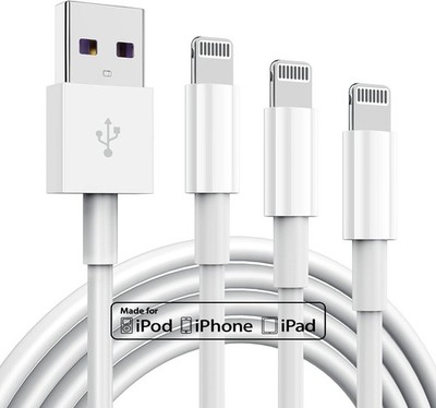 3 Pack Apple MFi Certified Charger Cable 6ft, Lightning to USB Cable Cord 6 Foot