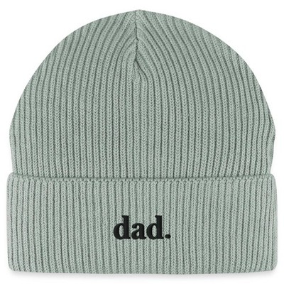 Dad Schriftzug Stickerei Bio Fisherman Beanie Mütze, One size, Helles Graugrün