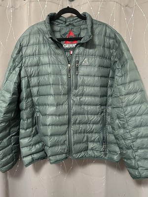 Gerry Men's Down Puffer Jacket 650 Warmth Weight Full Zip Green L