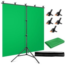 Green Screen Backdrop Kit, 5 x 6.5 ft Portable Chromakey Green Screen with T-...